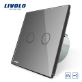 Livolo EU Standard 2 tactiles murales tactiles murales tactiles Commutateur électrique à distance sans fil RF VL-C702SR-15